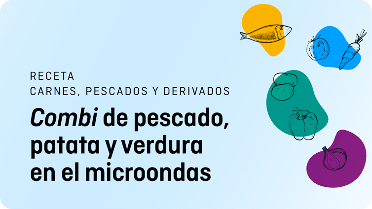 Combi de pescado, patata y verdura en el microondas