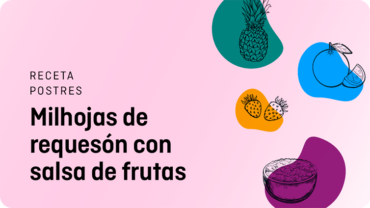 Milhojas de requesón con salsa de frutas